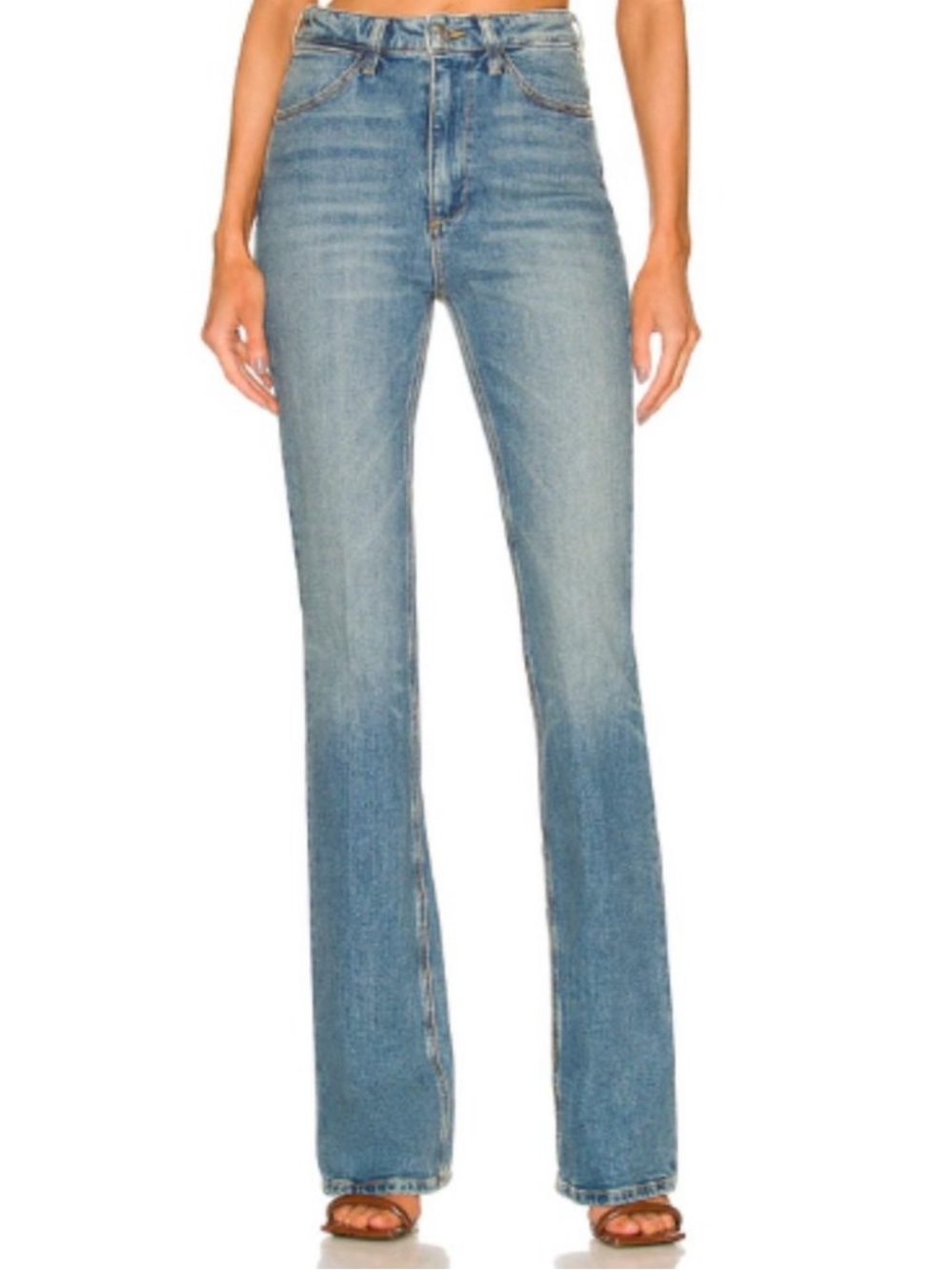 SPRWMN Los Angeles Micro Flare Jeans Size 27 Charlotte Blue Wash Denim Cotton